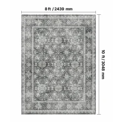 VEVOR -vloerkleed(binnenmat)-2439x3048mm-kortpolig-wasbaar-antislip-vintage-grijs