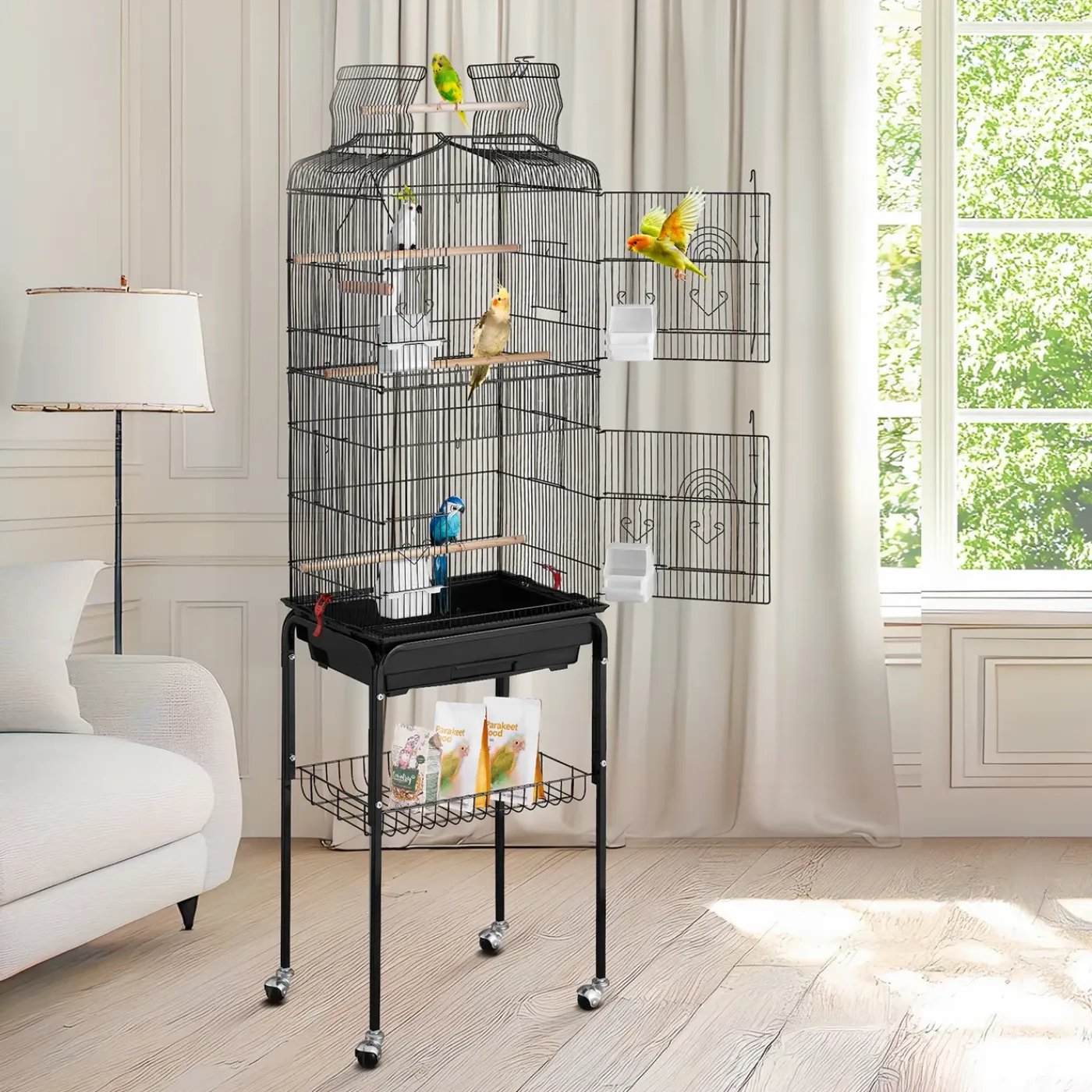 VEVOR -vogelkooi-volière-met-standaard-45-7x35-5x151cm-huisje