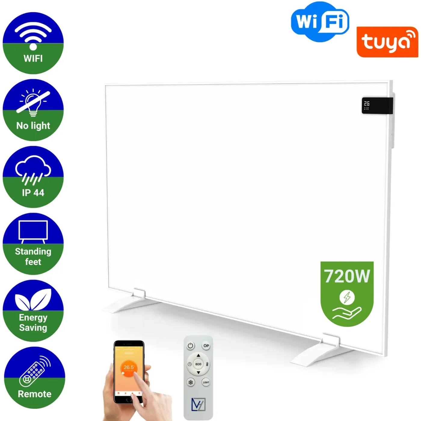 VH Infrarood paneel Superia V3 - Wit - 60 x 120 cm - 720 Watt - Geïntegreerde thermostaat - Wifi