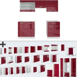 Vicco - Compacte Complete Keuken - R-line 34997 - Hoogglans Rood Wit - 200 Cm