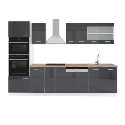 Vicco - Complete Keuken - R-line 42706 - Antraciet Wit - 8 Kasten - 300 Cm