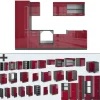 Vicco - Complete Modulaire Keuken - R-line - Glanzend Rood Antraciet - 300 Cm