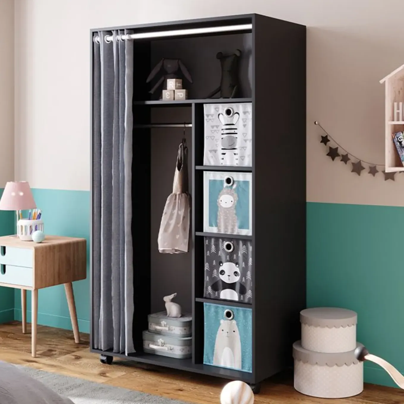 Vicco Doros Kast, 100x168cm Open, Met Wielen, Grijs, 40641