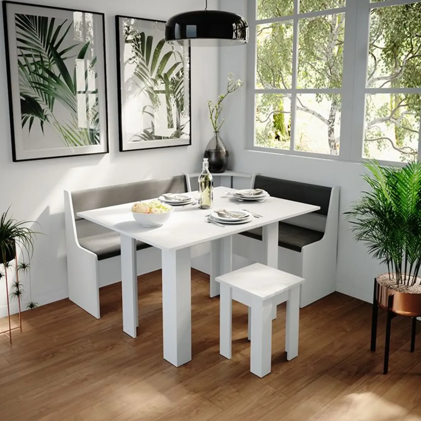 VICCO Eetkamerbank Roman, 41.5x106.6cm, Wit, 34177