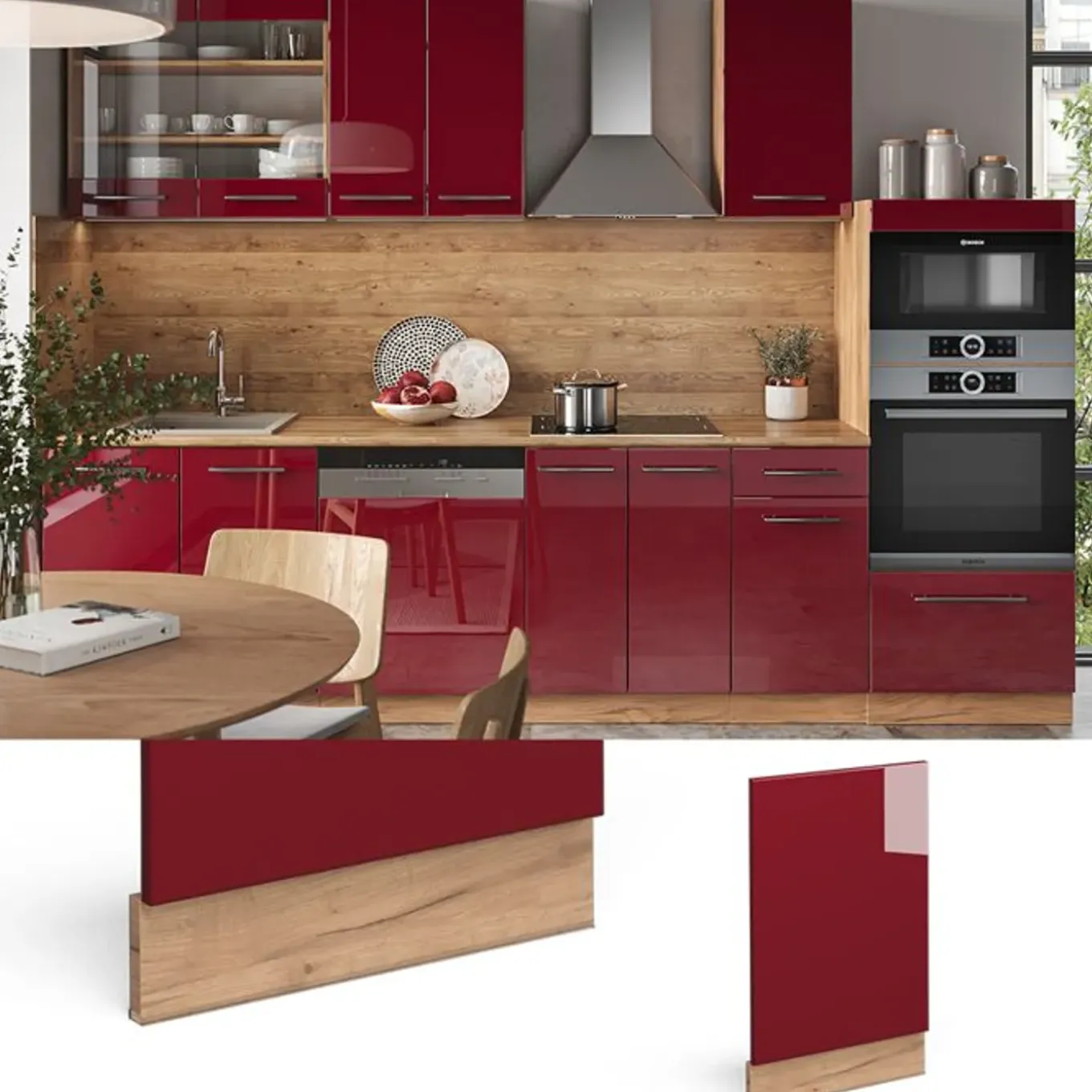 Vicco Façade Fameline, 45cm, Pt Marbre, Bordeaux Rood Hoge Glans/gouden Eiken, 46354