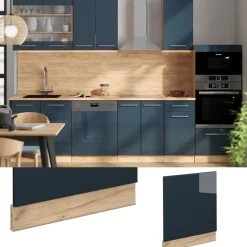 VICCO Façade Fameline, 60cm, Pt Marbre, Donkerblauw Glanzend/gouden Eiken, 49696