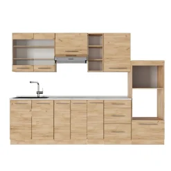 Vicco Fame-line Keukenset - 280 Cm - Golden Oak - Marmerblad