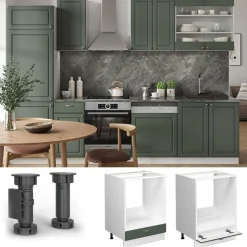Vicco Fameline Ovenmeubel, 60cm Zonder Pt, Groen Goud Landelijk/wit, 38025