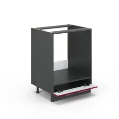 Vicco Fameline Ovenmeubel, 60cm, Pt Eik, Bordeauxrood Hoge Glans/antraciet, 46080