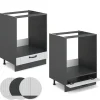 VICCO Fameline Ovenmeubel, 60cm Zonder Pt, Wit Landelijk/antraciet, 36056