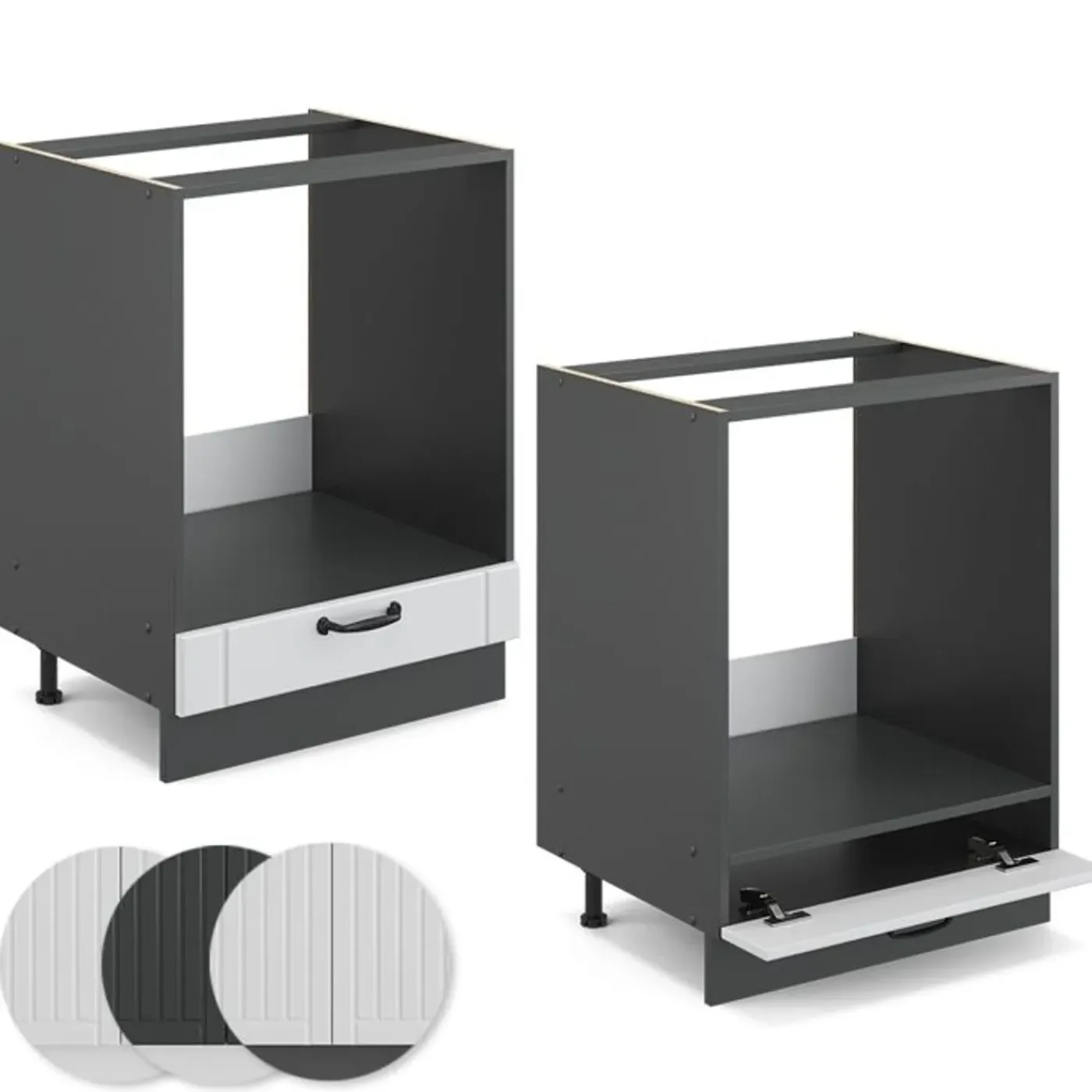 VICCO Fameline Ovenmeubel, 60cm Zonder Pt, Wit Landelijk/antraciet, 36056