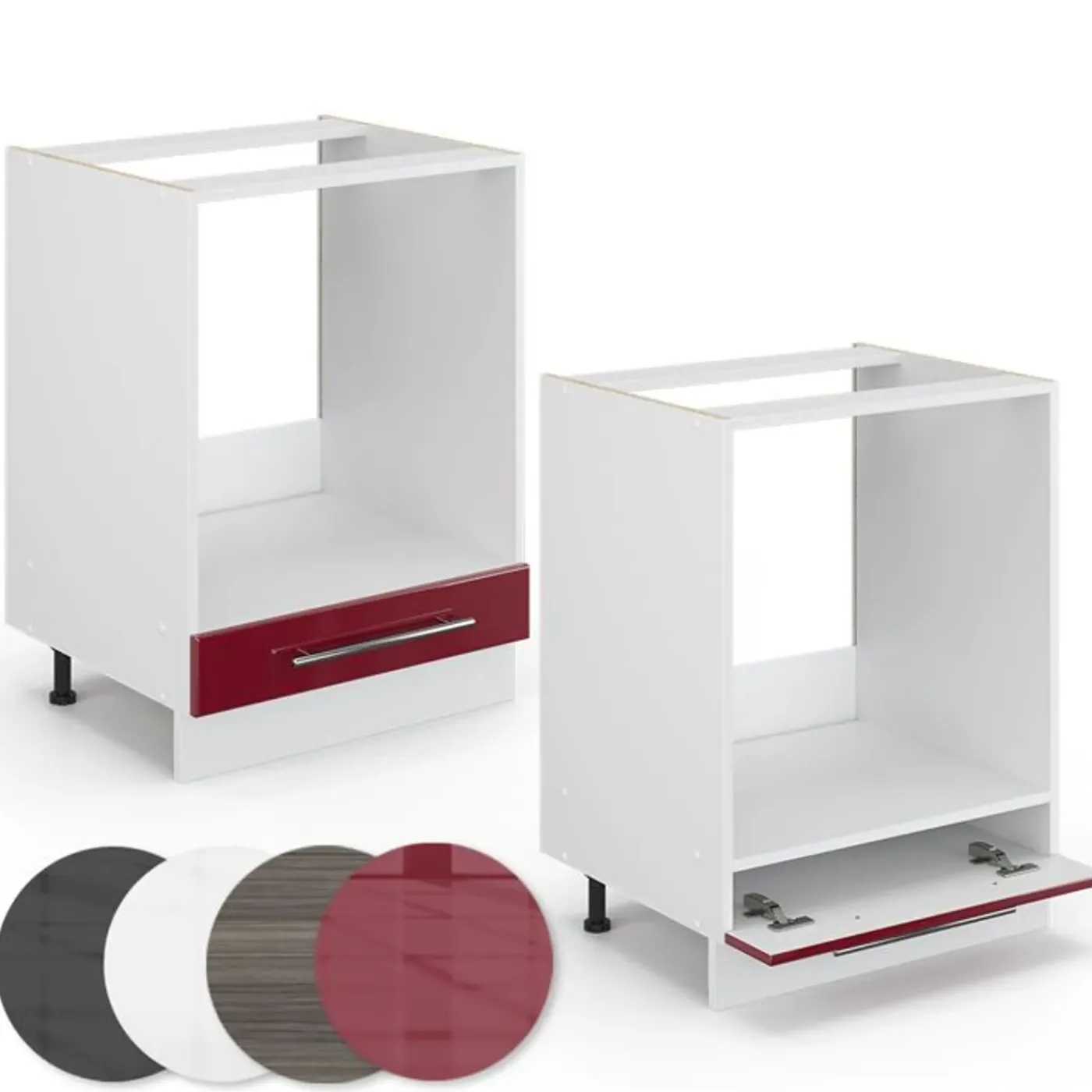 VICCO Fameline Ovenmeubel, 60cm Zonder Pt, Bordeauxrood Hoogglans/wit, 34785
