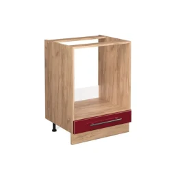 VICCO Fameline Ovenmeubel, 60cm, Pt Eik, Bordeauxrood Hoge Glans/eiken Van Sterke Kwa