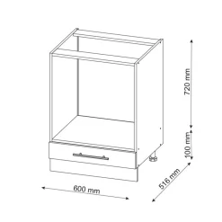 VICCO Fameline Ovenmeubel, 60cm, Pt Eik, Antraciet Hoogglans/eiken Van Goud, 45562