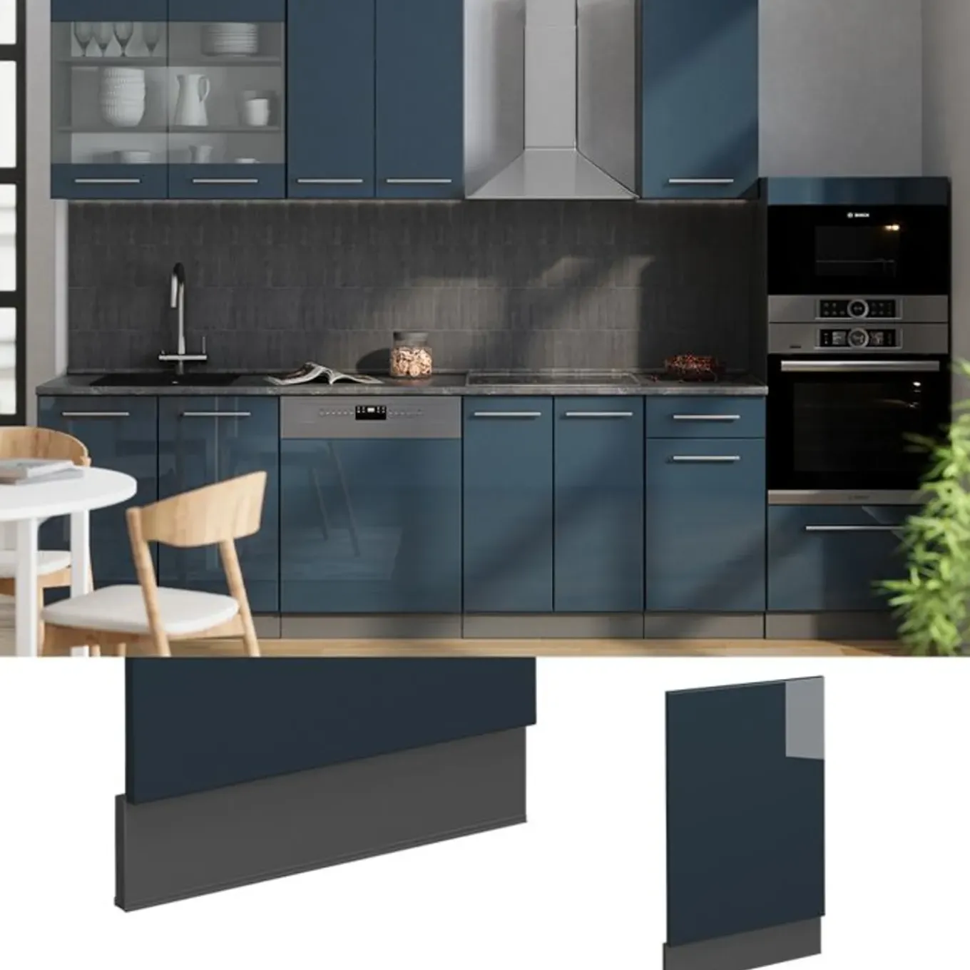 Vicco Gevel Fameline, 45cm, Pt Marbre, Donkerblauw Glanzend/antraciet, 49687