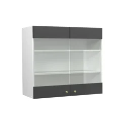 VICCO Glazen Kast Fameline, 80cm, Antracietgoud/wit, 37976