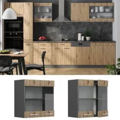 Vicco Glazen Kast Rline, 60cm, Artisan Eik/antraciet, 49215
