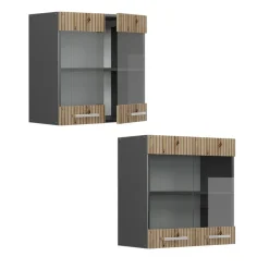 Vicco Glazen Kast Rline, 60cm, Artisan Eik/antraciet, 49215