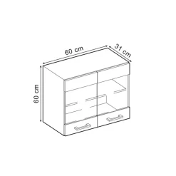 Vicco Glazen Kast Rline, 60cm, Artisan Eik/antraciet, 49215