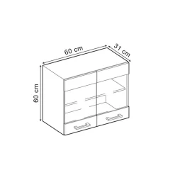 VICCO Glazen Kast Rline, 60cm, Blauwgrijs/antraciet, 41185