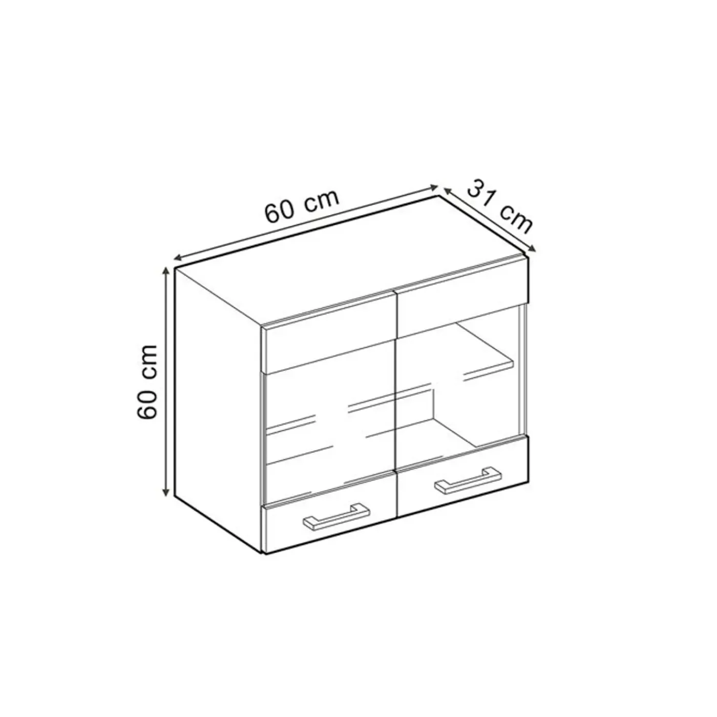 VICCO Glazen Kast Rline, 60cm, Blauwgrijs/antraciet, 41185