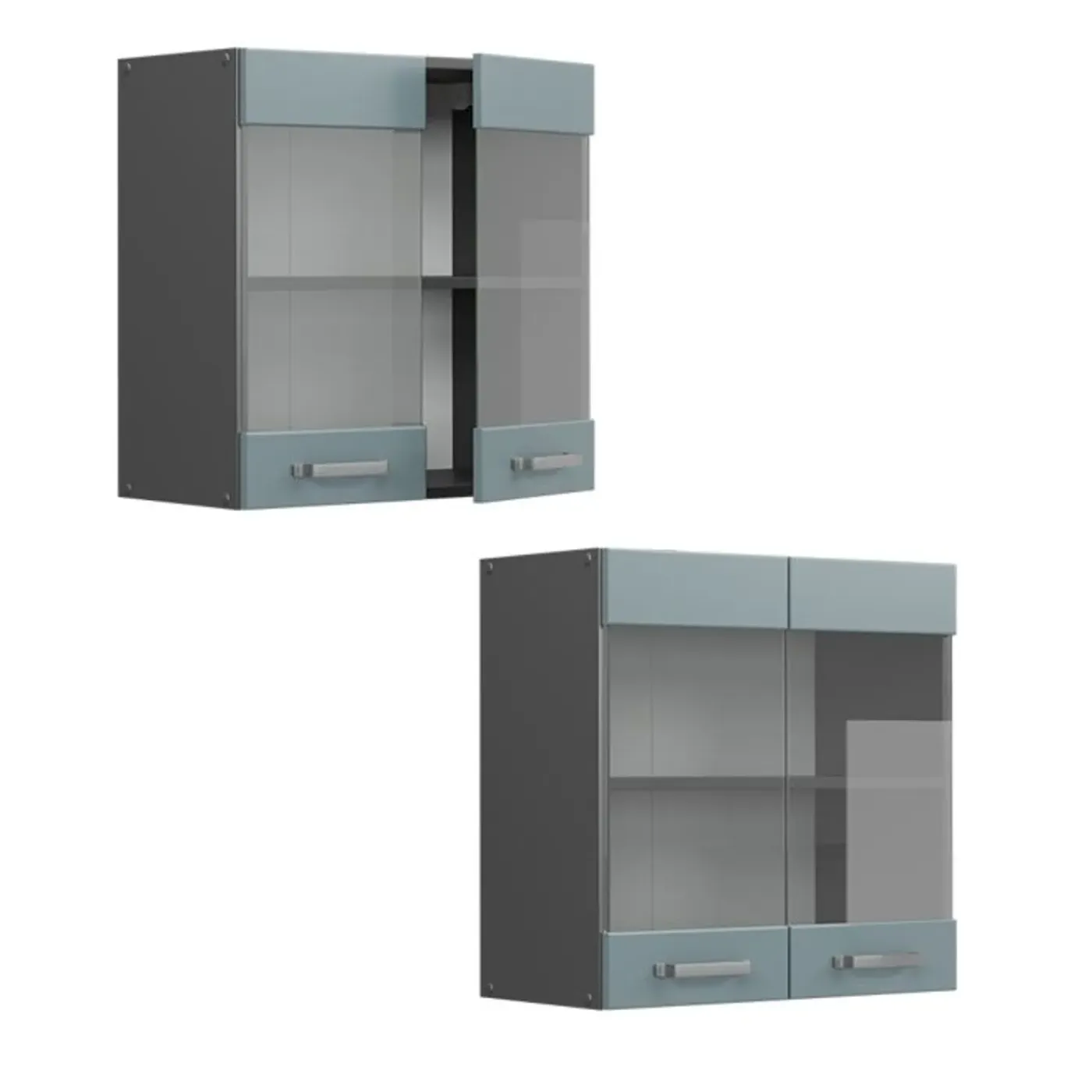 VICCO Glazen Kast Rline, 60cm, Blauwgrijs/antraciet, 41185