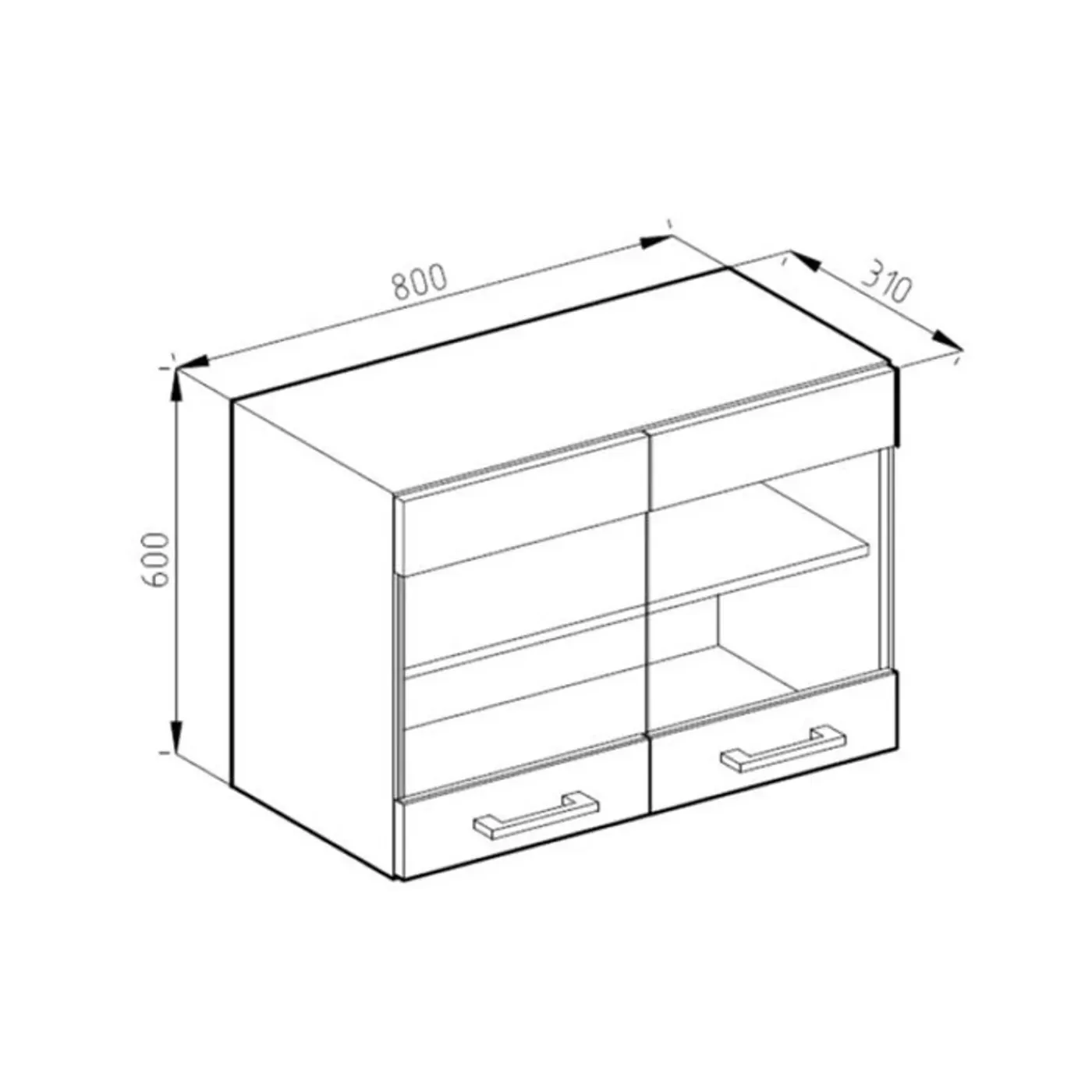 VICCO Glazen Kast Rline, 80cm Jvorm, Gouden Eiken/antraciet, 39743