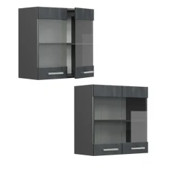 VICCO Glazen Kast Rline, 60cm, Zwart/antraciet, 47614