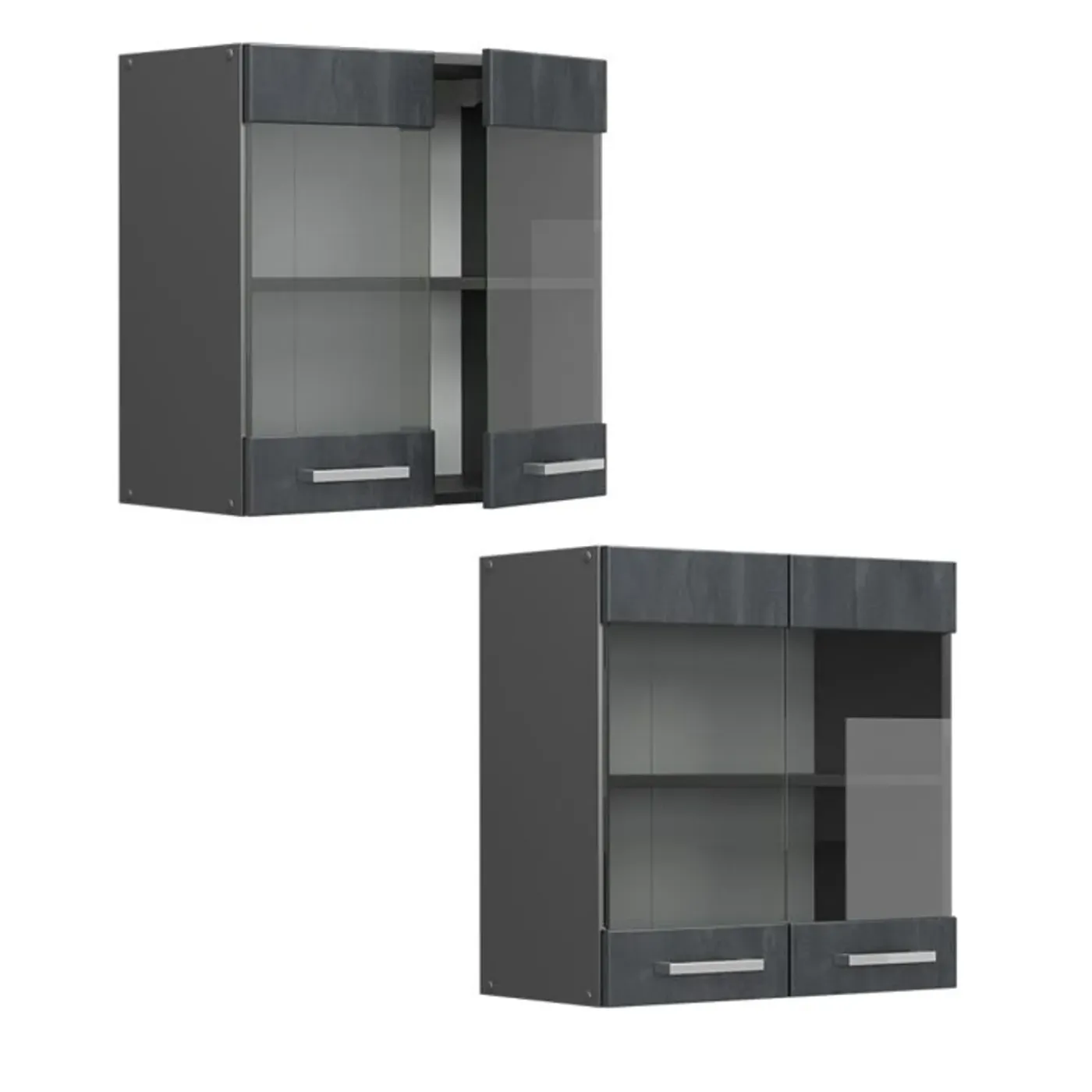 VICCO Glazen Kast Rline, 60cm, Zwart/antraciet, 47614
