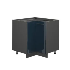 Vicco - Hoekkast Onder - Glanzend Donkerblauw En Antraciet - 80,5 Cm