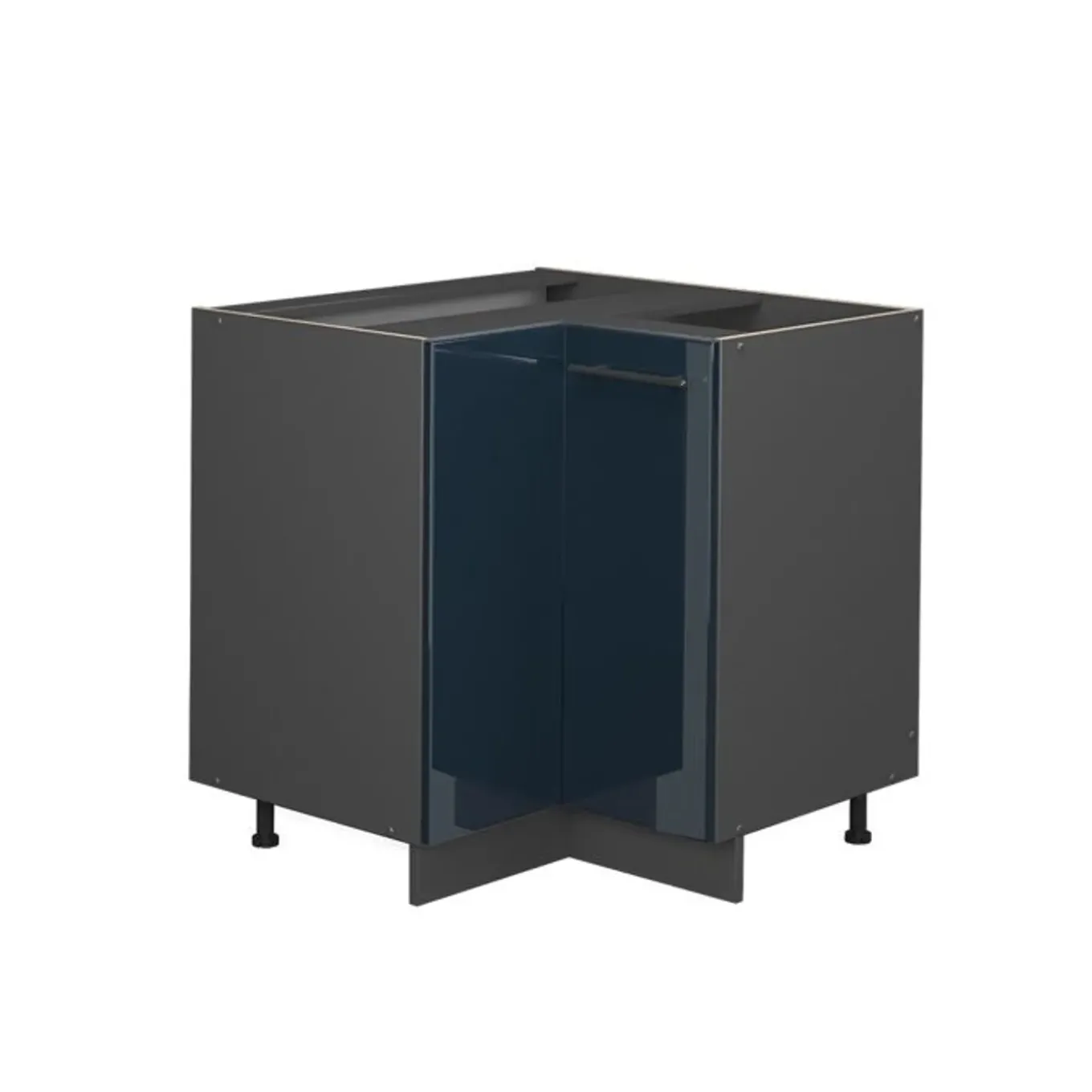 Vicco - Hoekkast Onder - Glanzend Donkerblauw En Antraciet - 80,5 Cm