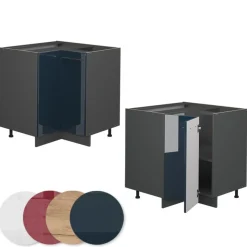 Vicco - Hoekkast Onder - Glanzend Donkerblauw En Antraciet - 80,5 Cm