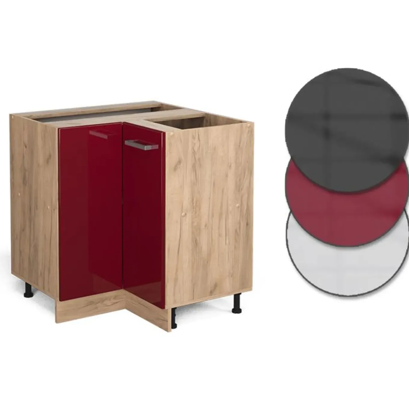Vicco - Hoekkast R-line - Hoogglans Rood - Goud Eiken Force