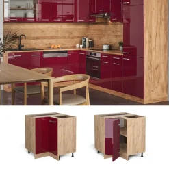 Vicco - Hoekkast R-line - Hoogglans Rood - Goud Eiken Force