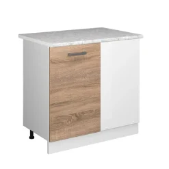 VICCO - Hoekkast R-line - Wit Marmeren Werkblad - Sonoma, Witte Band