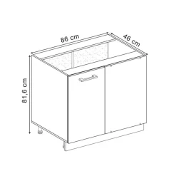 Vicco - Hoekkast R-line - Zwart Beton - Werkblad Wit Marmer
