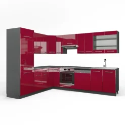 VICCO - Hoekkeuken - Fame-line 42117 - Bordeauxrood Antraciet - 287 X 227 Cm