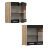 Vicco - Hoge Glazen Keukenkast R-line - Hoogglans Zwart - 60 X 60 X 31 Cm