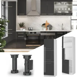 Vicco Hoge Kast Fameline, 60cm, Antraciet Hoogglans/wit, 38511