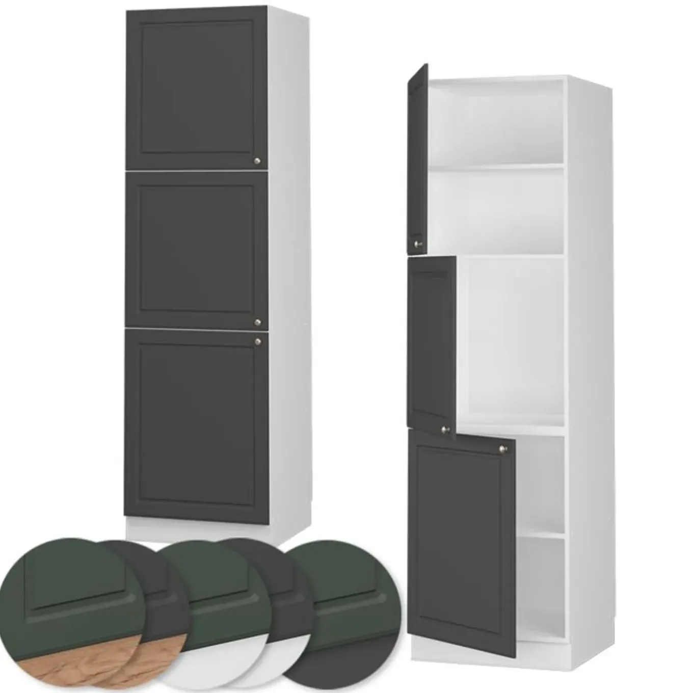 Vicco Hoge Kast Fameline, 60cm, Antracietgoud Landhuis/wit, 38509