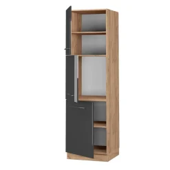 VICCO Hoge Kast Fameline, 60cm, Antraciet Hoogglans/eiken Goud, 38607