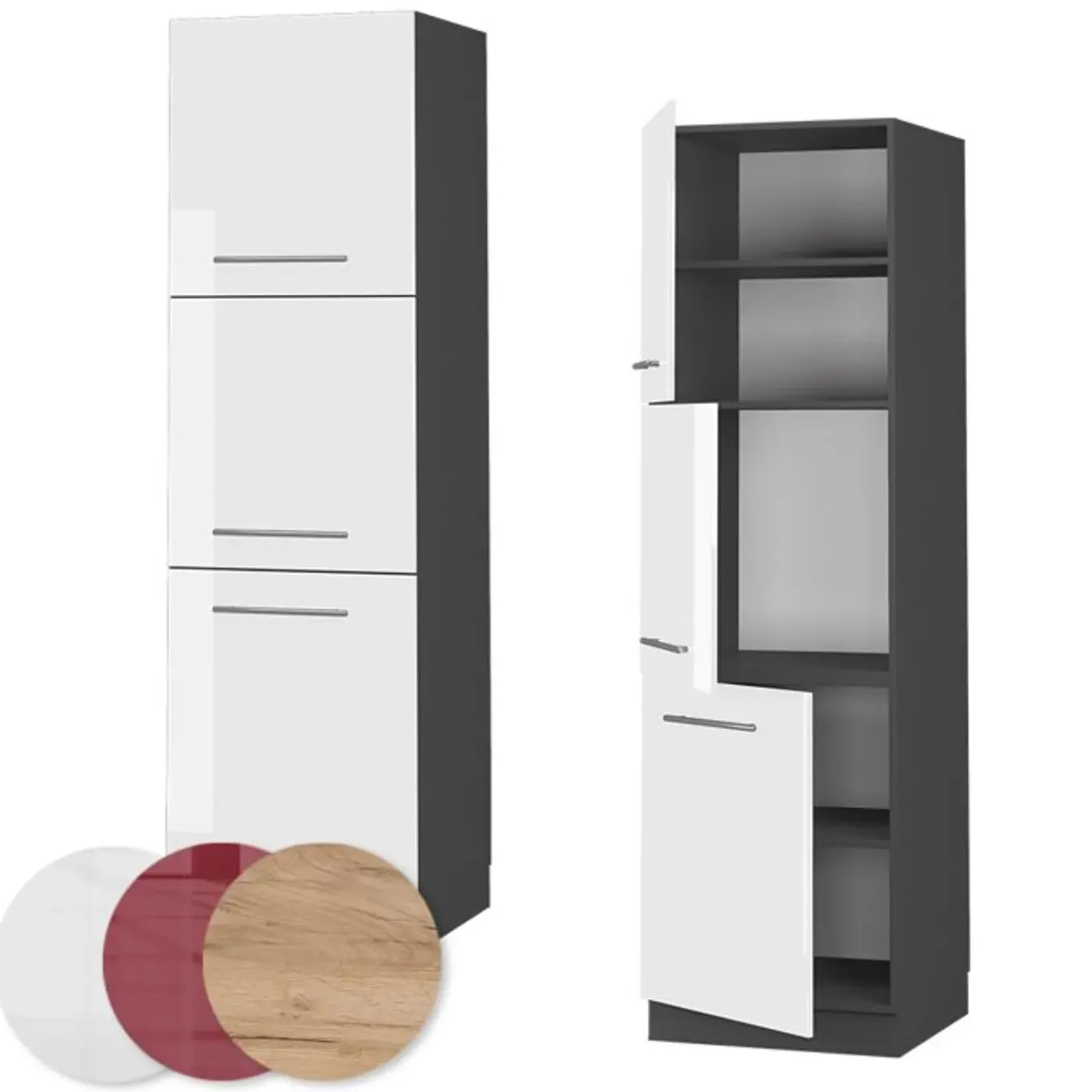 VICCO Hoge Kast Fameline, 60cm, Wit Hoogglans/antraciet, 38572