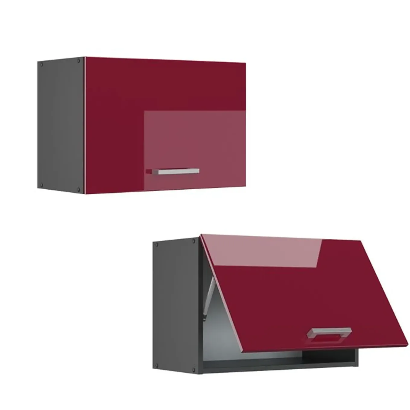 Vicco Keuken Bovenkast Rline, 60cm Plat, Glanzend Rood/antraciet, 34928