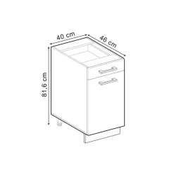 Vicco - Keukenkast Onder - Antraciet, 40 Cm - Zonder Werkblad