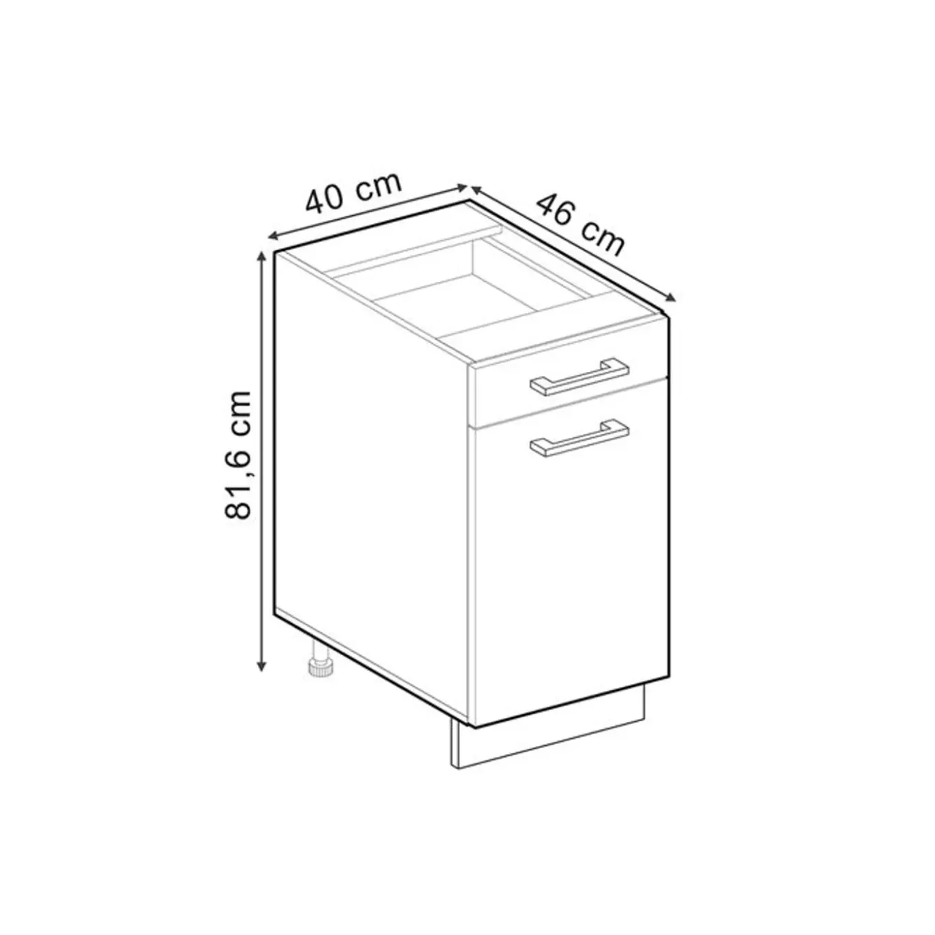 Vicco - Keukenkast Onder - Antraciet, 40 Cm - Zonder Werkblad