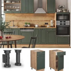 VICCO - Keukenkast Onder - Fame-line Groen Goud Met Werkblad - 40 Cm