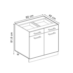 Vicco - Keukenkast Onderkast - Antraciet - 80 Cm