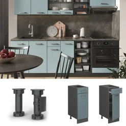 VICCO - Keukenkast Onderkast - R-line Antraciet/blauwgrijs - 30 Cm