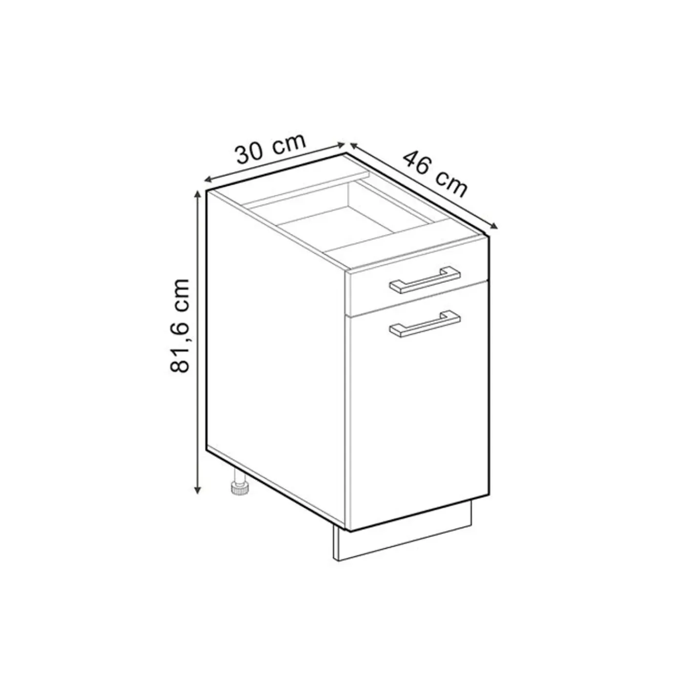 VICCO - Keukenkast Onderkast - R-line Antraciet/blauwgrijs - 30 Cm