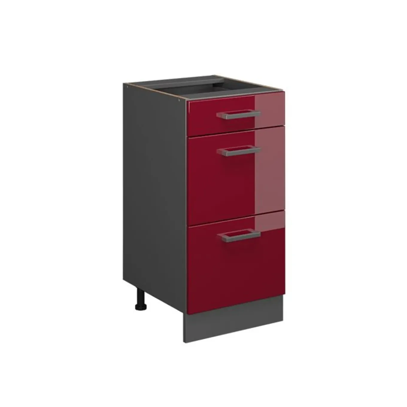 Vicco - Keukenkast Onder - 3 Lades, Antraciet Rood - 40 Cm